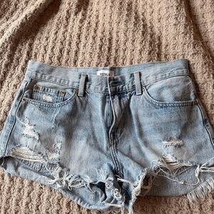 Pistola Light Blue Distressed Jean Shorts